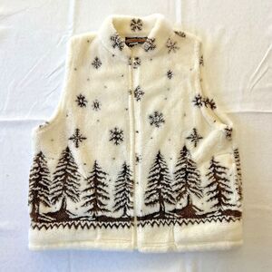 Vtg Cobblestone Canyon Vest Made in USA Winter Wonderland Womens XXL Beige Brown